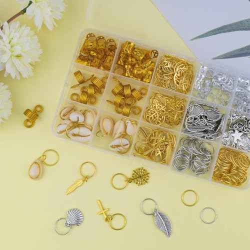 220Pcs Hair Beads Jewelry Braid Accessories Hair Clips Dreadlocks Braiding Accessories Braid Cuffs Metal Hair Coils Rings Women Braid Butterfly Hair Jewelry Gold Hair Jewels Pendants Charms Decoration