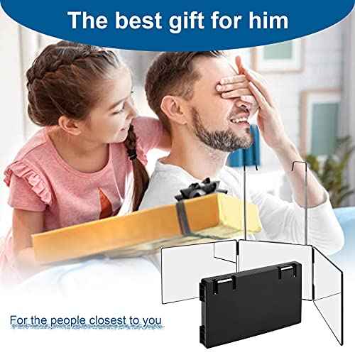 3 Way Mirror for Self Hair Cutting,360 Haircuts Men for Barber Use Tools,to See Back of Head,Tri Fold Mirror with Portable Height Adjustable Telescoping Hooks
