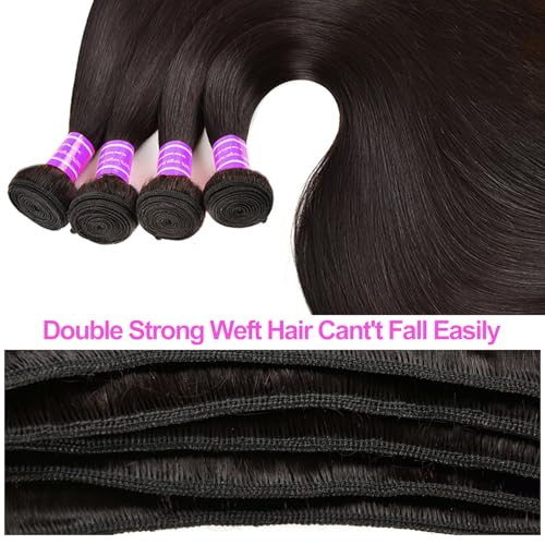 Straight Bundles Human Hair 18 20 22 Inch 12A Human Hair 3 Bundles Straight Hair Brazilian Virgin Deals Human Hair Extensions for Black Women Natural Color