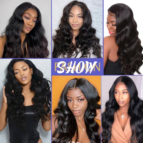 13x4 Body Wave Lace Front Wigs Human Hair Pre Plucked 180 Density HD Transparent Lace Frontal Wigs with Baby Hair Natural Hairline Gluesless Human Hair Wigs for Women Black 26 Inch