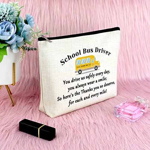School Bus Driver Gifts Makeup Bag Appreciation Gifts for Bus Driver Thank You Presents from Student Cosmetic Bag Birthday Christmas Retirement Keepsake for Women Friend Coworker Travel Cosmetic Pouch