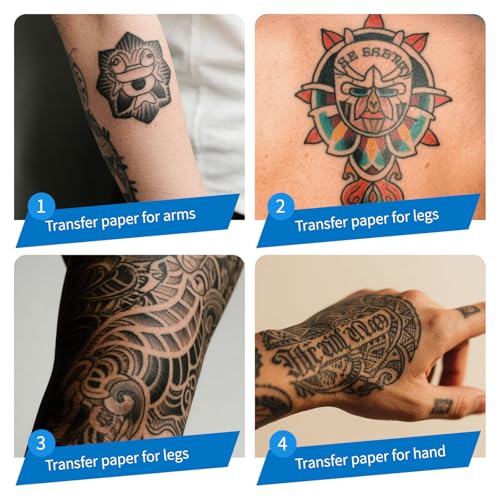 Tattoo Transfer Paper - 50 PCS Tattoo Stencil Paper, 4 Layers 8.3" x 11.7" A4 Size Tattoo Thermal Stencil Paper for Tattoo Transfer Kit Tattoo Supplies
