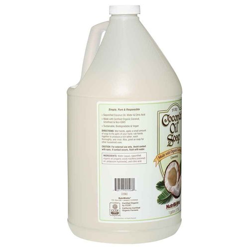 NutriBiotic – Pure Coconut Oil Soap, Unscented, 1 Gallon | Certified Organic, Unrefined, Biodegradable, Vegan & Made without GMOs, Gluten, Parabens Or Sulfates | Rich, Cleansing Lather