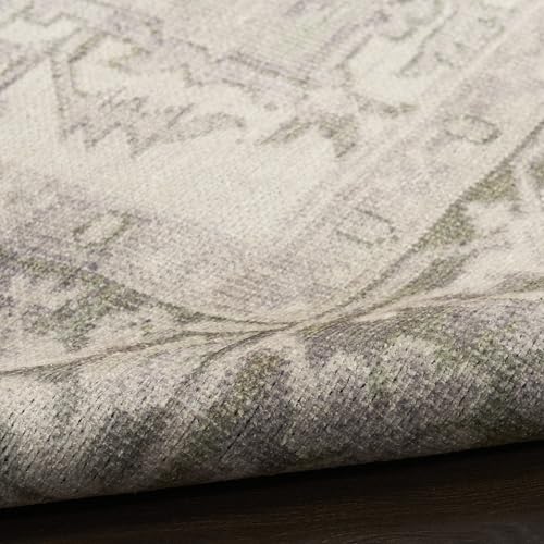 Nourison Home Vintage Washables Green 4' x 6' Area Rug - Easy Clean, Non Shedding, Bed Room, Living Room, Dining Room, Kitchen (4' x 6')