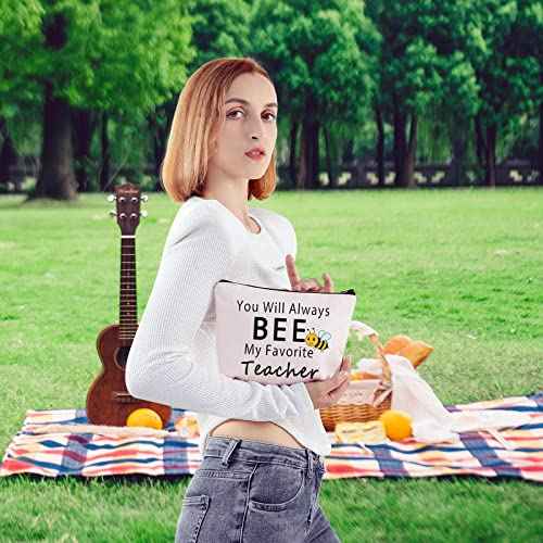 BLUPARK Teacher Appreciation Gift You Will Always Bee My Favorite Teacher Cosmetic Bag End of Year Gift (Bee My Favorite Teacher)