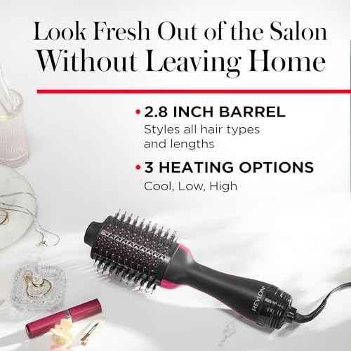 REVLON One-Step Volumizer Hair Dryer and Styler ? Easy Salon-Style Blowouts ? Less Frizz, More Shine, and Reduced Heat Damage, for All Hair Types and Lengths (Black)
