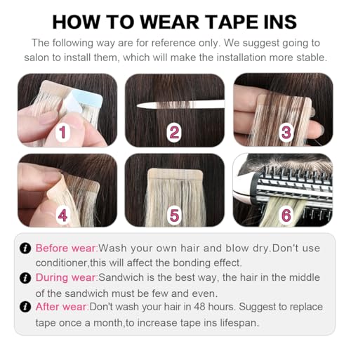 SUYYA Tape in Hair Extensions Human Hair 100% Remy Human Hair Natural Black 50g/pack 20pcs Straight Seamless Skin Weft Tape Hair Extensions(22 inches #1B Off Black)