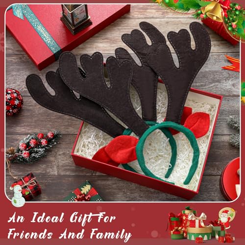 Zubebe 48 Pcs Christmas Reindeer Antlers Headbands with Ears Antler Xmas Elk Deer Headpiece Photo Booth Props Decoration for Holiday Adults Kids Xmas Costume Cosplay Party Favors Supplies