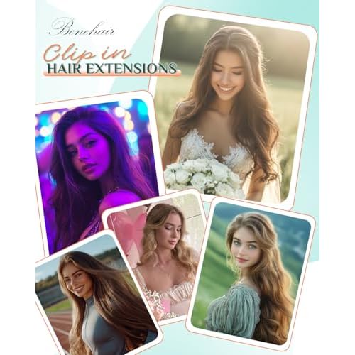Benehair Clip in Hair Extensions Real Human Hair 22inch Double Weft Dark Brown Hair Extensions Clip in Human Hair Invisible Lace Weft Straight Hair Extensions Clip ins 7pcs with 16 Clips 130g #2