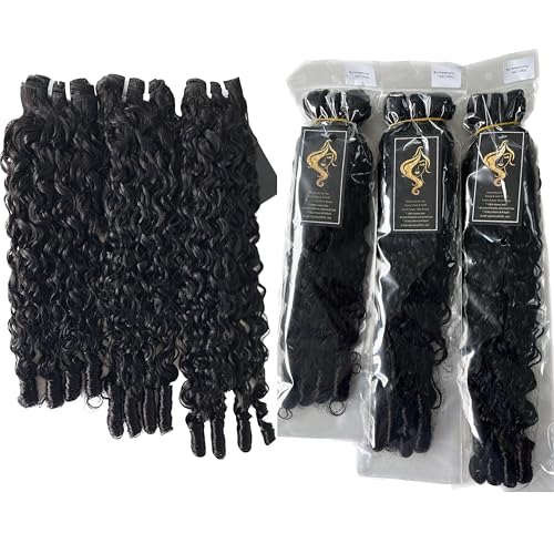 Burmese Curly Bundles Human Hair 16 18 20 Inches 3Pcs Curly Human Hair Bundles Water Wave with Spiral End Unprocessed Burmese Raw Hair Extension 3c4a Quick Weave Hair for Women Natural Color