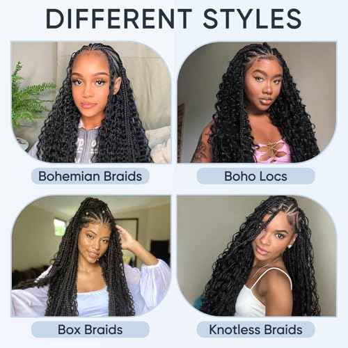 Human Braiding Hair for Boho Braids,150g 20 inch 6 Bundles Deep water Wave Bulk Boho Curly Human Hair for Braiding,Natural Color No Weft 12A Wet and Wavy Human Knotless Braiding Hair Extensions