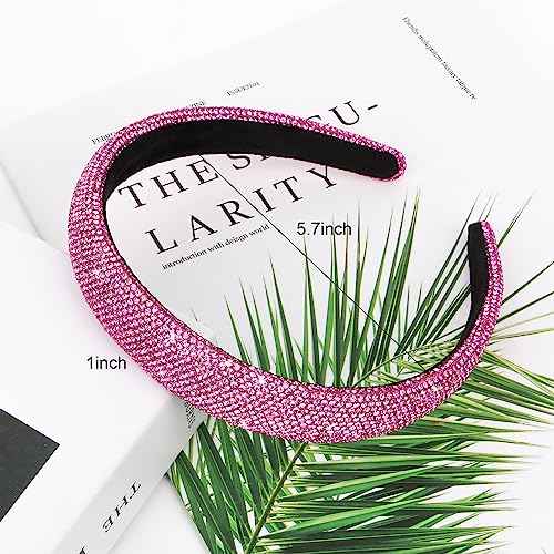 Jaciya Rhinestone Headband Crystal Bling Hot Pink Headbands for Women Girls Hair Accessories Glitter Sparkle Head Band Women's Fashion Head Bands