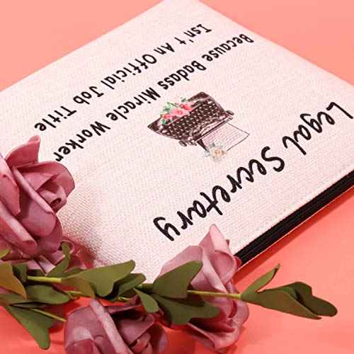 JXGZSO Secretary Gifts Legal Assistant Cosmetic Bag Because Badass Miracle Worker Isn't An Official Title Makeup Bag Administrative Assistant Gifts