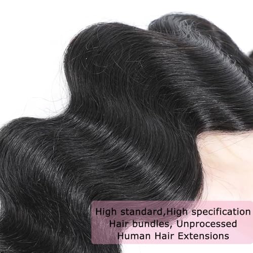 16A Human Hair Bundles 14 16 18 Inch Body Wave Bundles Human Hair 300g Brazilian Virgin Body Wave 3 Pieces Deals Brazilian Quick Weave Extensions Wet and Wavy Extensions Natural Black