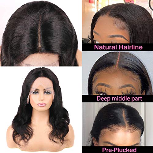30 Inch 13x4 Lace Front Wigs Human Hair 180% Density Real Human Hair Wig Body Wave HD Lace Frontal Wigs Pre Plucked Transparent Lace Natural Black for Women