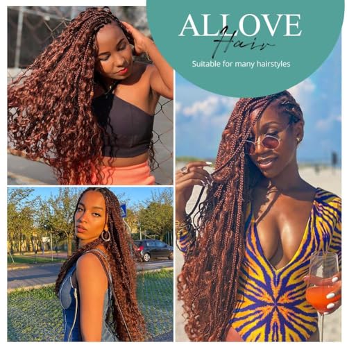 24 Inch 100g Human Braiding Hair 2 Bundles/Pack Deep Wave Bulk Human Braiding Hair for Boho Braids Wet and Wavy Brown Braiding Hair #30 Color No Weft Micro Braiding Hair Human Hair Extensions