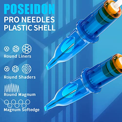 POSEIDON Tattoo Kit, Tattoo Pen Kit, Wireless Rotary Tattoo Gun Kit, LED Color Screen Tattoo Machine Kit with 20 Pcs Tattoo Cartridge Needles and 12 Tattoo Inks, Tattoo Supplies for Beginners