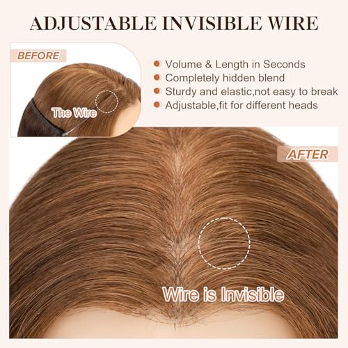 Halo Hair Extensions,S-noilite Halo Hair Extensions Real Human Hair,100% Thick Human Hair Halo Extensions for Women,14 Inch(70g) Dark Brown