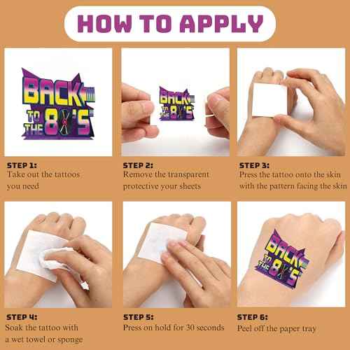 53 PCS 80s Temporary Tattoos, Retro 1980s Hip Hop Party Birthday Decorations Fake Game Console Recorder Tattoo Body Sticker for 80s Birthday Party Favors Supplies Kids Boys Girls Party Bag Filler