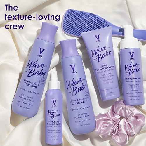 V&Co. Beauty Wave Babe Texturizing Pink Salt Spray ? Beach Wave Spray for Wavy Hair with Himalayan Pink Salt & Peptides ? Lightweight Texturizing & Volumizing Mist for Soft, Touchable Texture ? 6 oz