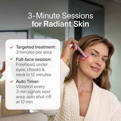 Solawave 4-in-1 Red Light Therapy Wand for Face & Neck | Beauty Device with Galvanic Current, Massager & Warmth | Anti-Aging, Wrinkle Reduction, Skin Tightening, Depuffing & Rejuvenation (Rose Gold)