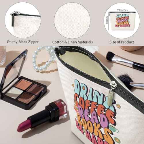jeilink Funny Book Makeup Bag Book Lovers Gifts Bookish Bookworm Book Club Themed Gifts Christmas Birthday Graduation Friendship Gifts for Women Friends Librarian Sister Coworker Travel Toiletry Bag