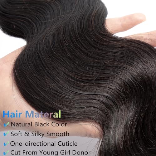 12A Human Hair Bundles Body Wave Bundles Human Hair 18 20 22 Inch 100% Unprocessed Brazilian Virgin Hair Quick Weave Natural Black Hair Extensions