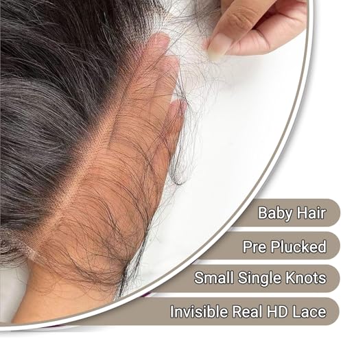 20 Inch 2x6 HD Lace Closure Straight Hair, Virgin Human Hair with Melt Swiss Lace, Pre Plucked Natural Hairline and Baby Hair
