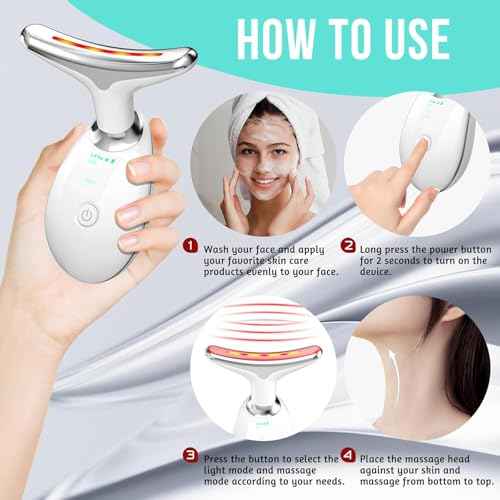 7 in 1 Face Massager Tool, Red Light Therapy for Face and Neck, Red Light Therapy Wand, Face Lift Device for Skin Care, White