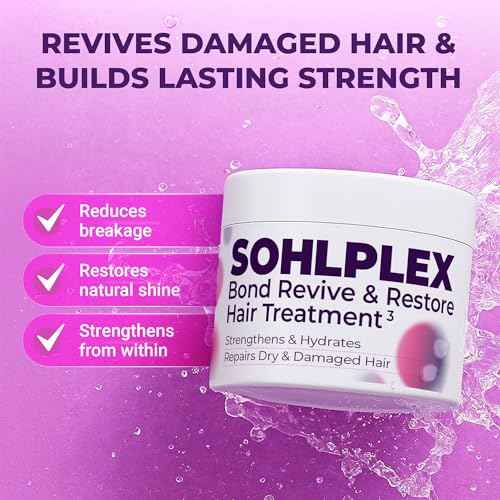 SOHLPLEX Bond Revive & Restore Treatment for Dry Damaged Hair, Deep Conditioning Mask for Frizzy & Damaged Strands. Moisturizes & Strengthens. Vitamins B3, B5, B7, C & E.Vegan & Cruelty-Free-6.76 FlOz