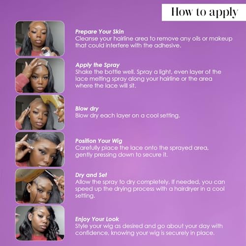 The Frontal Queen Lace Melting Spray, Ashy Lace Melting Spray for Lace Wigs, Lace Bond Spray, Extra Hold Lace Melting Spray Adhesive Wig, No Residue, Long Lasting Safe Formula - 4.2 oz