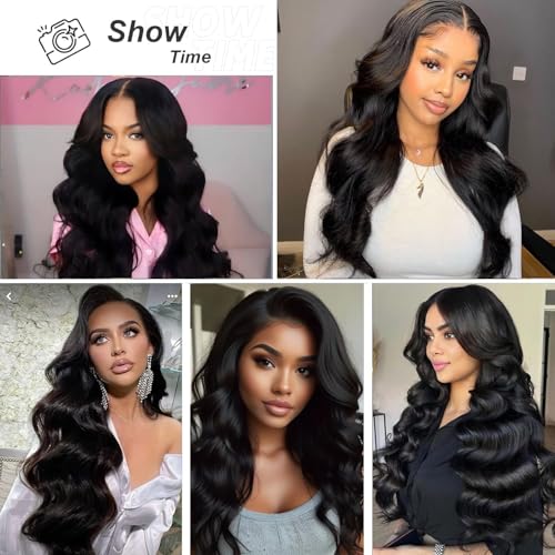 U Part Human Hair Wig Body Wave Brazilian Virgin Hair Glueless Wigs Human Hair 180% density U Part Wig for Black Women Clip In U Part Wig Human Hair Upart half wig Natural Black Color 20 inch