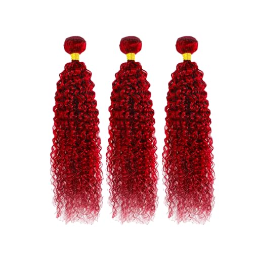 Red Bundles Human Hair GveoXvo Burgundy Kinky Curly Bundles 18 20 22 Inch Peruvian Virgin Soft Bright Red Bundle Hair Extensions