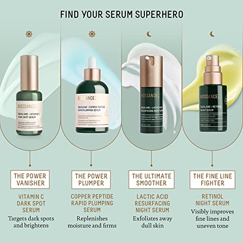 Biossance Squalane + Vitamin C Dark Spot Face Serum ? 10% Vitamin C Serum & White Shiitake ? Hydrating, Fragrance-Free, Non-Irritating, for Daily Use for All Skin Types