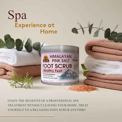 OKAY Himalayan Pink Salt Foot Scrub - Himalayan Salt Scrub, Body Exfoliator for Women and Men, Exfoliating for Feet, Hands & Face, Vegan, Natural Ingredients - 6 oz Jar (Pack of 1)