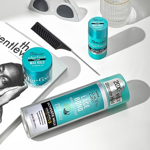 KISS Colors & Care Lace Bond Adhesive Spray Ultimate Hold 11.1 oz. - Adhesive for Lace Frontals, Sweat Proof, Water-Resistant, Fast Drying, Efficient Nozzle, Convenient, Super Secure for All Day
