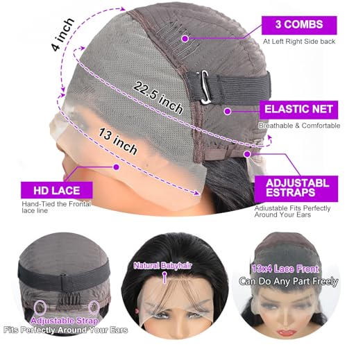 26 Inch Body Wave Lace Front Wigs Human Hair 180% Density Body Wave Human Hair Wigs for Women 13x4 Body Wave Frontal Lace Front Wigs Natural Hairline