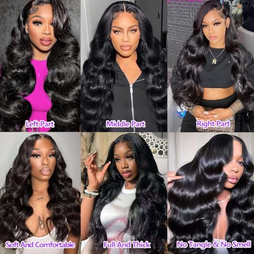 Body Wave Lace Front Wigs Human Hair 13x4 HD Lace Frontal Body Wave Human Hair Wig for Women 180% Density Brazilian Virgin Hair Pre Plucked Glueless Body Wave Wig Natural Black 22inch