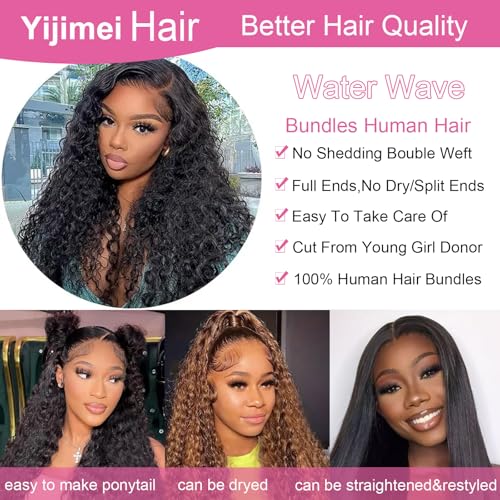 Water Wave Bundles Human Hair Bundle Curly Hair 16 18 20 22 inch 100% Unprocessed Brazilian Virgin Bundles Wet And Wavy Bundle Real Natural Black For Black Women
