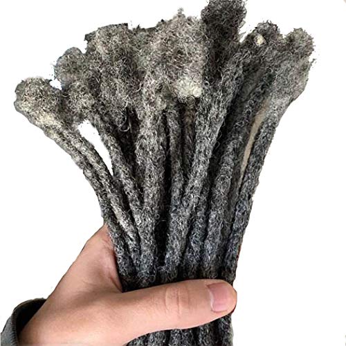 Human Hair Permanent Dreadlocks Extension Handmade Locs Small Size(diameter 0.4cm) 20 Strands/pack (8", Salt and Pepper #39)
