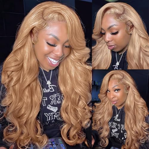 27# Honey Blonde Body Wave Bundles 100% Real Human Hair Bundles10 12 14 Inch For Quick Weave Double Weft Can Be Dyed and Restyled