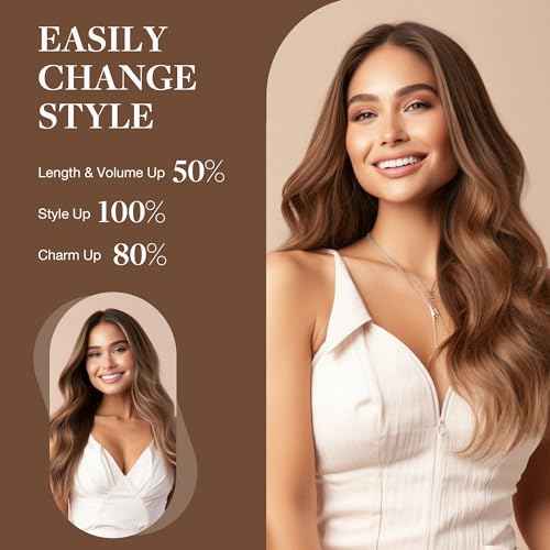 GOO GOO Wire Hair Extensions Human Hair, 2 Dark Brown Natural 16inch 95g, Invisible Wire Hair Extensions with Transparent, Seamless Fish Line Hairpiece