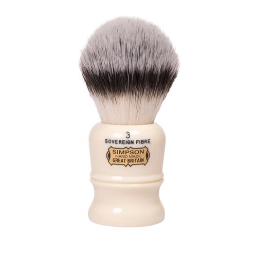 Simpsons Shaving Brush Duke 3 Sovereign Fibre - Faux Ivory Handle - Premium Wet Shave Tool for Rich Lather - Extra Soft & Dense - Luxury Shaving Brush for Smooth, Comfortable Grooming