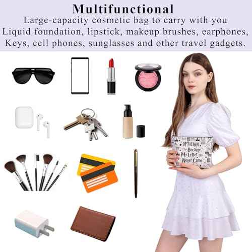 PLITI Optometrist Gift Optician Gift Ophthalmologist Gift Optician Because My Letter Never Came Makeup Bag For Eye Doctor (optician letter bag)