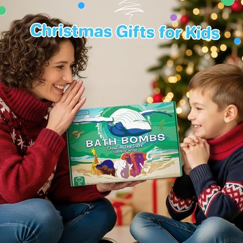 Bath Bombs for Kids with Toys Inside - 24 Pack Kids Bath Bombs with Glow in The Dark Surprise Toys Inside, Natural Organic Bubble Bath Fizzy, Christmas Gifts for Kid Girls Boys, Stocking Stuffers