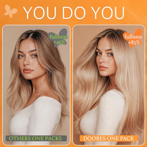 DOORES Hair Extensions Clip in Human Hair Platinum Blonde 20 Inch 120g 7pcs Clip in Real Human Hair Extensions Natural Human Hair Extensions Straight Thick
