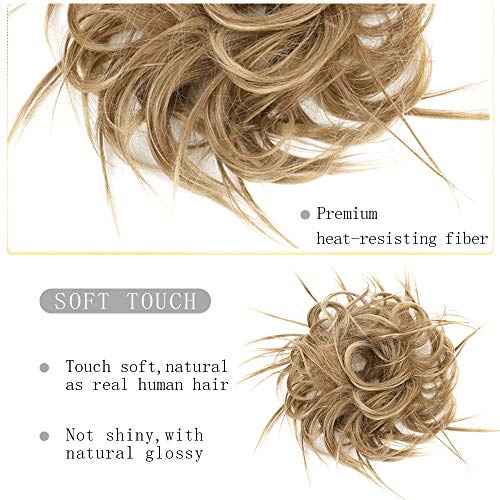 HMD Tousled Updo Messy Bun Hairpiece Hair Extension Ponytail With Elastic Rubber Band Updo Ponytail Hairpiece Synthetic Hair Extensions Scrunchies Ponytail Hairpieces for Women (12H24)