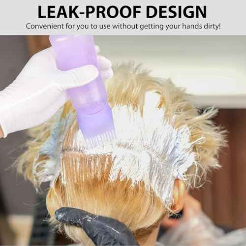 Root Comb Applicator Bottle 6 OZ, Hair Oil Applicator Bottles for Scalp with Massage Comb, 2 Pack Hair Dye Applicator with Graduated Scale (Purple, Blue)