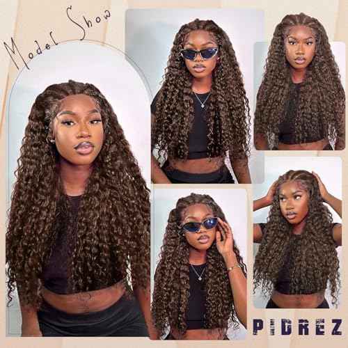 Chocolate Brown Head Braided Lace Front Wig 13x6 Deep Wave Wig Braided Wigs Human Hair Pre Plucked with Baby Hair 180 Density HD Frontal Wigs Brown Wig Human Hair 26 Inch