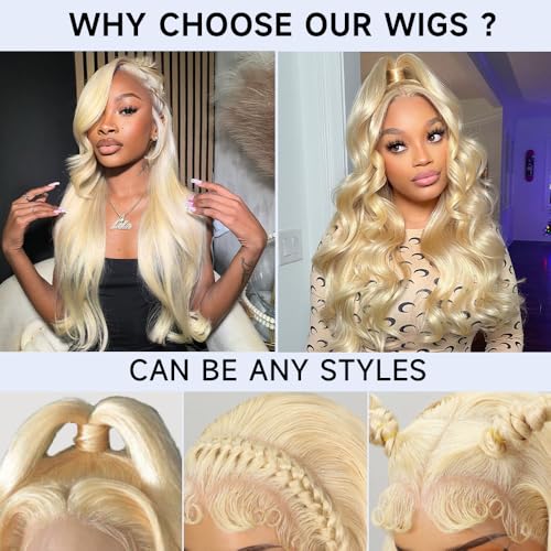 22 Inch Blonde Wig Human Hair Body Wave Lace Front Wigs Human Hair Pre Plucked 613 13x6 Lace Front Wig Human Hair 210 Density 613 HD Lace Frontal Wigs